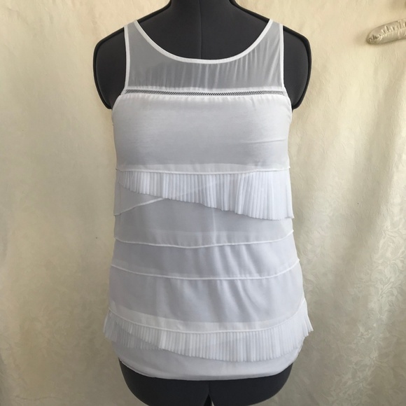 *4/$20* Express Layered Ruffle/Sheer White Top - Picture 1 of 7